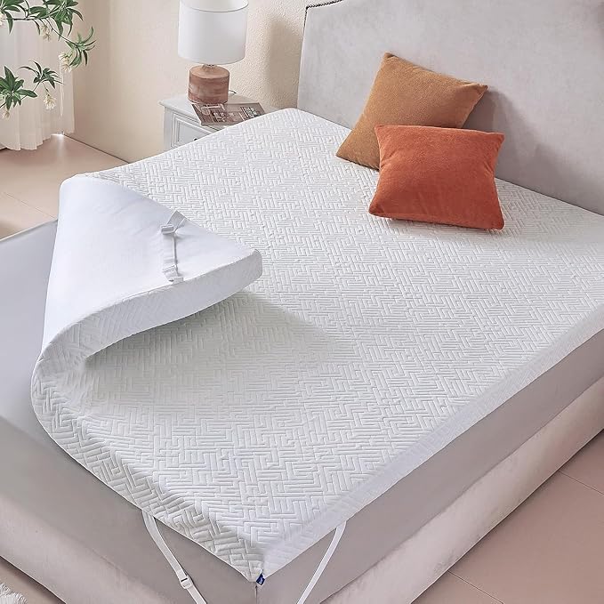 3 inch Memory Foam Mattress Topper Queen Size Bed, Gel Infused Memory Foam Mattress Pad with Cover for Back Pain Relief, 60x80 Inches
