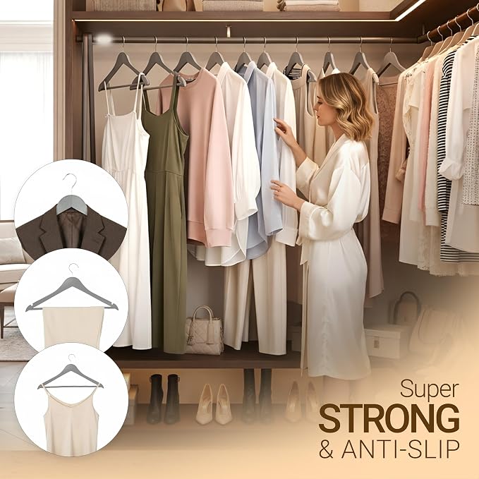 Utopia Home Premium Wooden Hangers 20 Pack - Durable & Slim Coat Hanger - Suit Hanger with 360-Degree Rotatable Hook - Wood Hangers with Shoulder Grooves (Grey Color) - Image 7