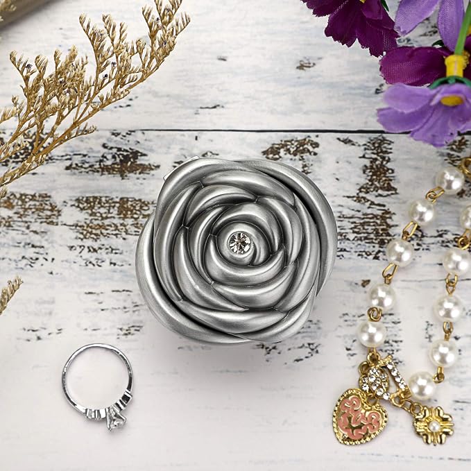 Hipiwe Rose Shape Vintage Jewelry Box - Small Trinket Storage Holder Case Keepsake Organizer Box for Rings Earrings Necklace Treasure, Gift for Women, Small - Image 9