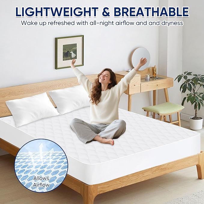 WESLEEPER Mattress Protector Waterproof Mattress Protector Mattress Bed Cover Super Soft Breathable Machine Washable Cover for Home, Bedroom, Hotel (Gray, King)