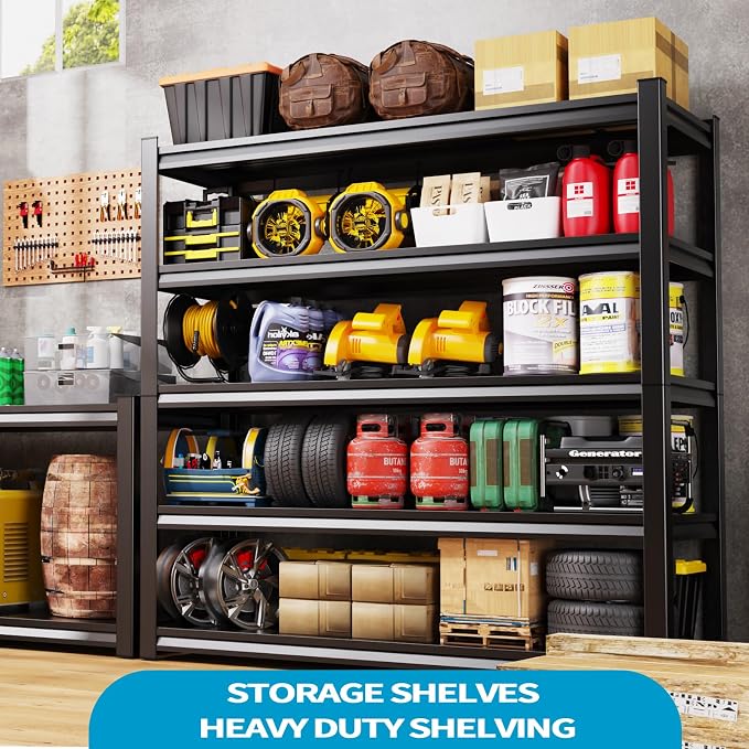 Garage Storage Shelves 5-Tier,Garage Storage System Shelves Adjustable,Storage Shelving for Basement,Pantry,Kitchen,Warehouse (1, 72''H x 36''W x 16''D) - Image 9