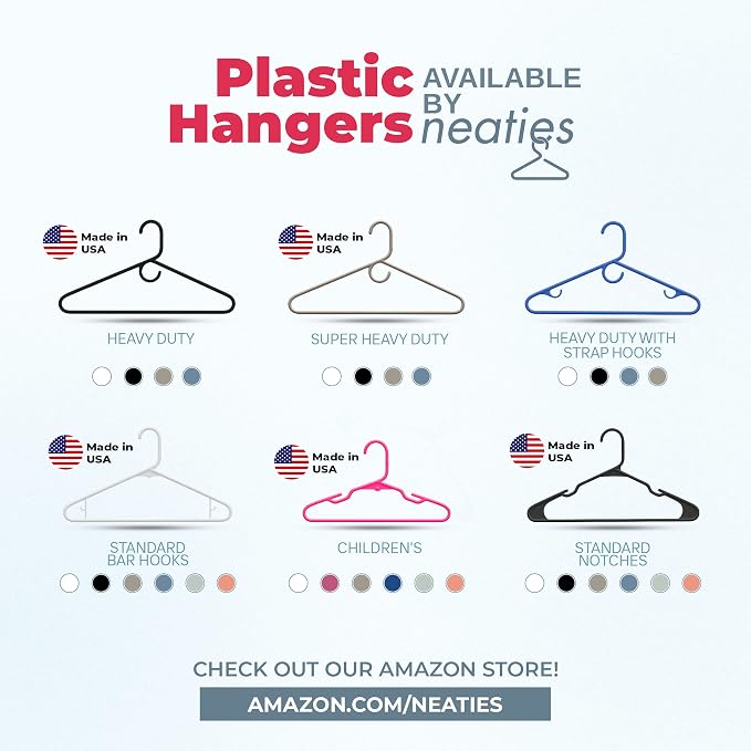 Neaties Plastic Hangers 150 Pack – Made in The USA – 6lb Capacity Standard Clothes Hangers with Strap Hooks for Dresses, Lingerie, Shirts, Pants, and Jackets – Pink - Image 7