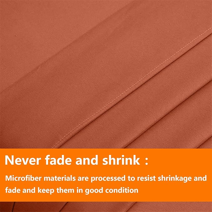 TAIMIT Burnt Orange King Comforter Set - 7 Pieces, Bed in a Bag Bedding Sets with All Season Soft Quilted Warm Fluffy Comforter,Flat Sheet,Fitted Sheet,2 Pillow Shams,2 Pillowcases