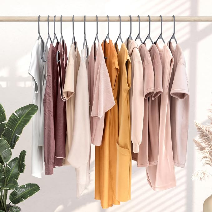 Plastic Hangers 50 Pack Grey - Clothes Hangers - Makes The Perfect Coat Hanger and General Space Saving Hangers for Closet and New Apartment Essentials - Percheros Ganchos para Colgar Ropa Hangars - Image 6