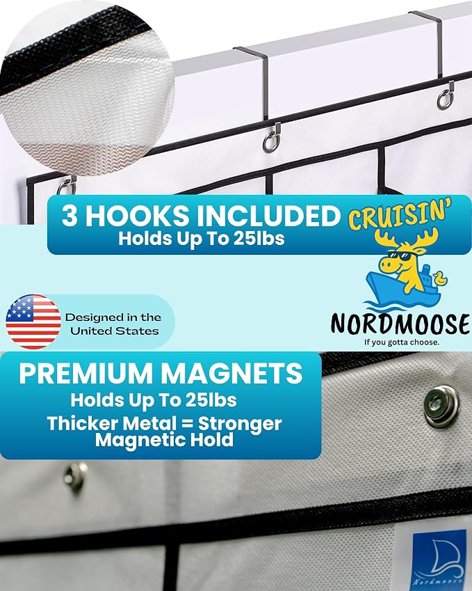 Nordmoose Cruise Ship Magnetic Door Organizer, Over The Door Organizer For Cruise Ships, Magnetic Shoe Rack - 3 Strong Anti-Scratch Magnets - Large Durable Pockets To Store Cruise Essentials 2026 - Image 6