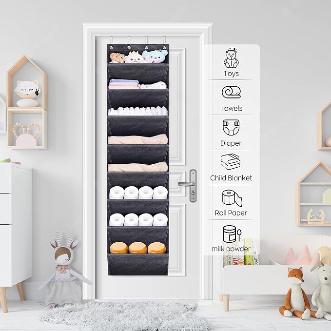 SLEEPING LAMB Over The Door Shoe Organizer for Closet with Large Deep Pockets, Narrow Shoe Rack for Door Hanging Boots Storage, Black - Image 7