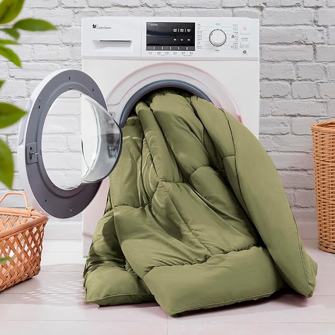 Sweet Home Collection 7 Piece Comforter Set Bag Solid Color All Season Soft Down Alternative Blanket & Luxurious Microfiber Bed Sheets, Sage, Full
