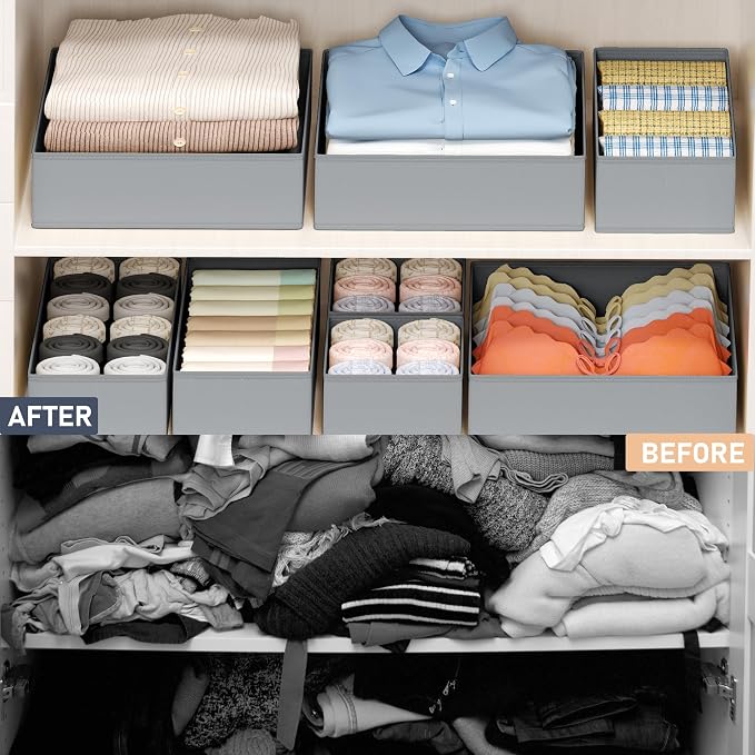 DIMJ Drawer Organizer Clothes - 18 Pack Closet Drawer Organizer Bins for Baby Clothes Storage, Fabric Dresser Organizer for Nursery Bedroom, Foldable Small Drawer Dividers for Underwear Socks - Image 7