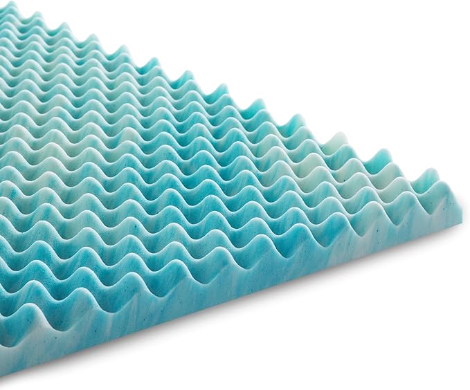 Linenspa 3 Inch Gel Memory Foam Mattress Topper – Egg Crate Style, Reversible for two feels – Promotes Airflow & Relieves Pressure Points – California King