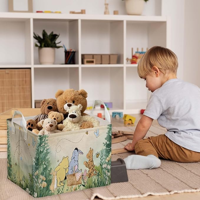 Winnie Nursery Decor, the Pooh Baby Stuff, Winnie Storage Nursery Basket, Large squarecanvas Laundry Hamper With A Waterproof PECoating, Foldable, Toys Bin, Baby Nursery HamperDecor, Classic - Image 7