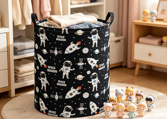 Baby Laundry Hamper kids laundry Basket Waterproof Laundry Bag for Bedroom Toy Clothes Organizer Room Décor(Astronaut) - Image 6