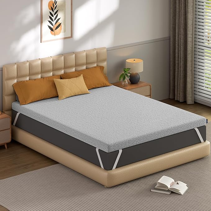 BedStory Firm Mattress Topper 4 Inch Full Size - Memory Foam Bed Topper for Pain Relief - Copper Gel Bamboo Charcoal Green Tea Infused Cooling Mattress Pad - CertiPUR-US Certified