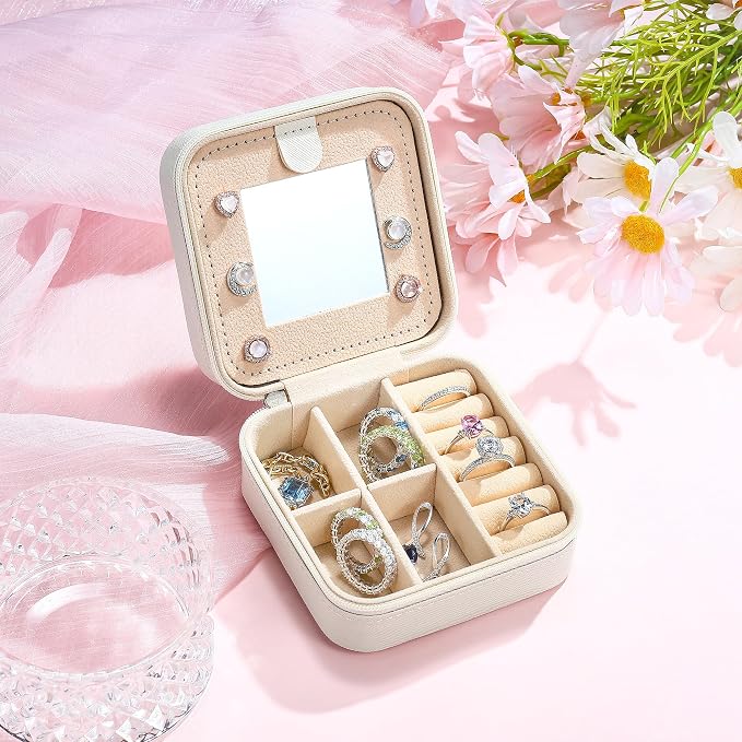 Parima Mothers Day Gifts - Gifts for Women Teens Kids Daughter Sister, 3 4 5 6 7 8 9 10 11 12 13 14 Year Old Girl Gift, Birthday Gift for Women Travel Jewelry Case Small Jewelry Box | Letter A, White - Image 7