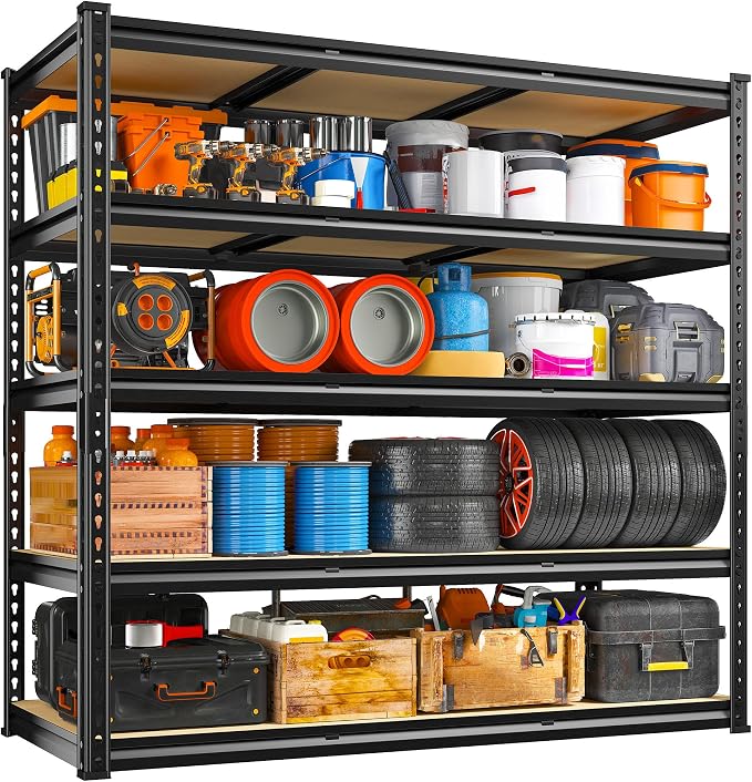 REIBII 48" W Garage Shelving 3020LBS Storage Shelves 5 Tier Industrial Shelving Adjustable Metal Storage Shelves for Garage, Basement, Warehouse, Commercial, Easy Assemble, 48" W x 72" H x 24" D, 2PC - Image 9
