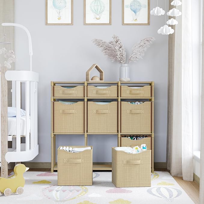 Cube Storage Organizer with Storage Bins Included - The Perfect Closet Organizers and Storage Solution. Includes 9 Storage Cubes, Great For Toy Storage, Closet Storage, Clothes Storage (Beige) - Image 6