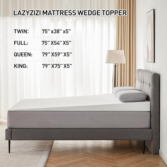 Mattress Wedge Only, 5-Inch Twin Inclined Bed Wedge Mattress Topper for Acid Reflux, GERD, Neck & Back Pain, Snoring, Adjustable Elevator Under Mattress Support for Bedroom
