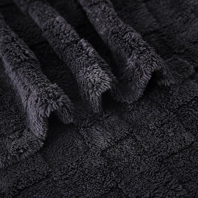 Black Fleece Throw Blanket 108”×90” for Couch Sofa Bed,Super Soft Cozy Plush Microfiber Flannel Blanket with 3D Checkered Design Lightweight for Adults,Woman,Girls