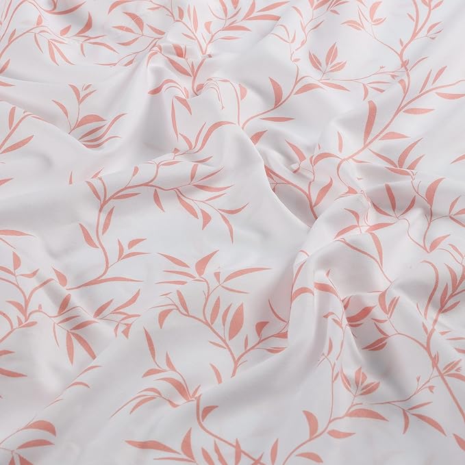 Utopia Bedding Queen Sheet Set, Soft Microfiber 4 Piece Bed Sheets with 15" Deep Pocket - Easy Care Brushed Microfiber (Vines - Coral)
