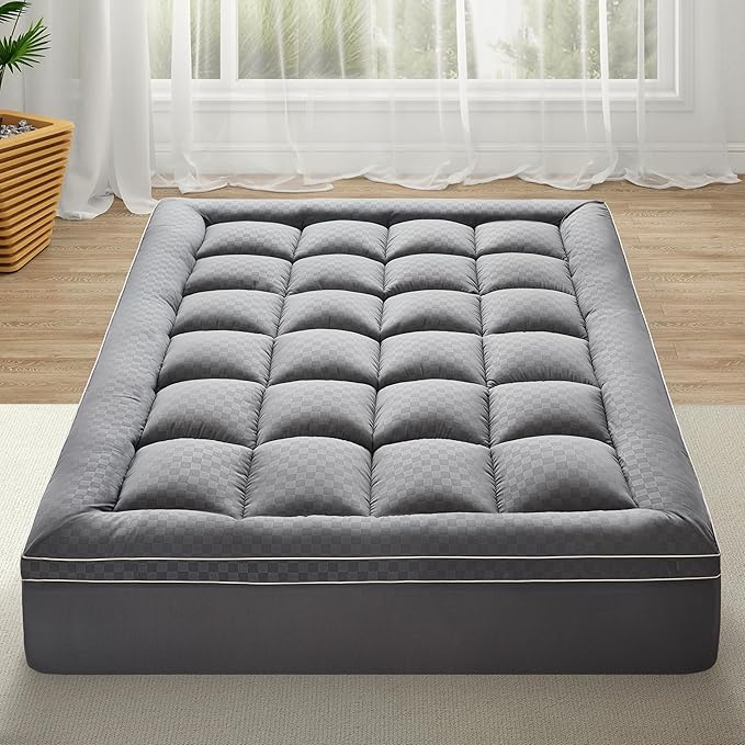 3 Inch Memory Foam Mattress Topper King Size Breathable Filled Soft Fluffy Supportive for Back Pain Relief, Bed Mattress Pad Pillow Topper with Extra Thick Padded Protector for 8"-21" Deep Pocket