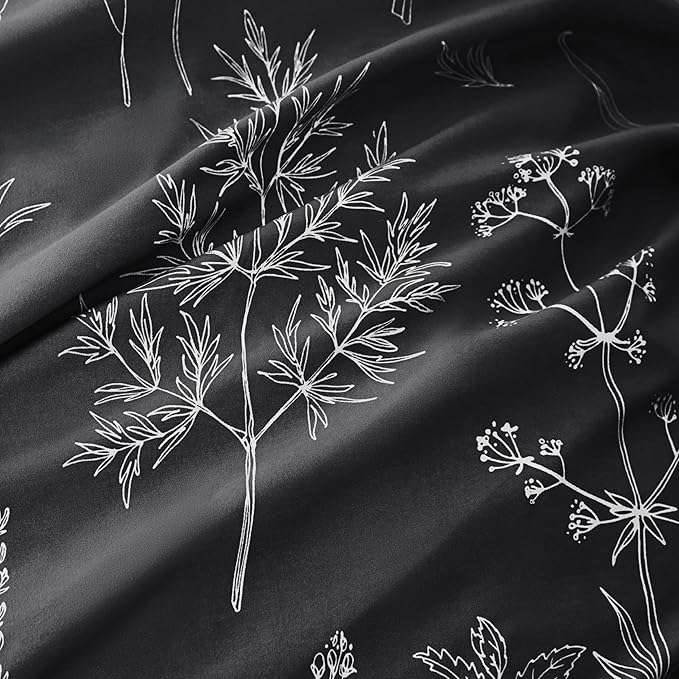 Love's cabin Black Twin Comforter Set - Twin XL Size Comforter Set Dorm Bedding, 2 Pieces Cute Floral Bedding, Soft Reversible Flowers Comforter, 1 Comforter & 1 Pillow Sham
