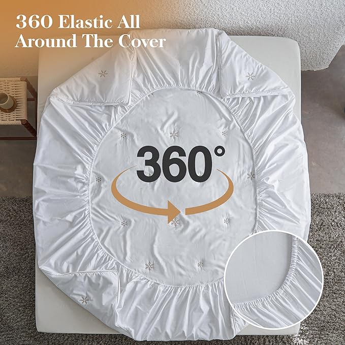 Simple&Opulence King Size Mattress Pad Protector, 100% Cotton Top Cooling Breathable Quilted Mattress Cover Fitted Sheet Stretches up to 16 Inches Deep Pocket Non Slip Soft Bedding Pad Topper-White