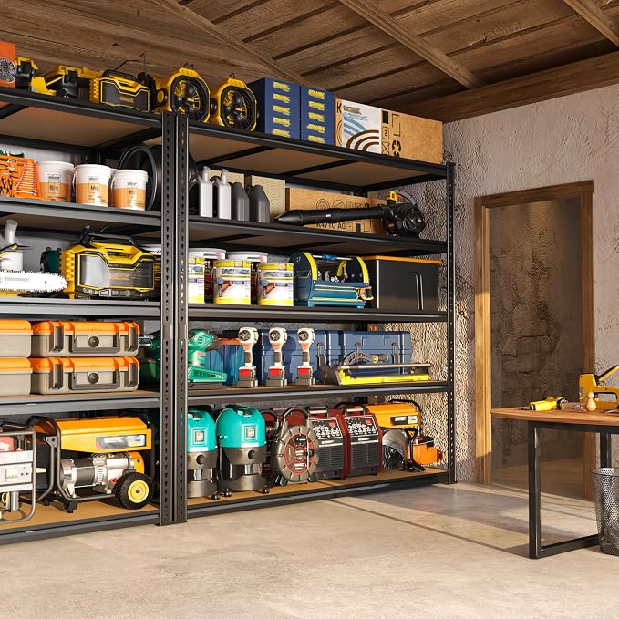 48" W Garage Shelving Heavy Duty 2800LBS Garage Storage Shelves, 5 Tier Adjustable Metal Shelving Unit Utility Rack Shelf for Warehouse, Pantry, Closet, Kitchen 72" H x 48" W x 18" D, Black,Gifts - Image 8