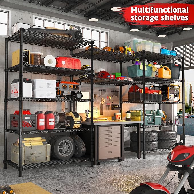 REIBII 6 Tier Wire Shelving,1800LBS Storage Shelves Metal Shelves for Storage Rack,75''H Adjustable Garage Shelving Heavy Duty Shelving Units Pantry Shelf Kitchen,75''HX35.5''WX18''D - Image 9