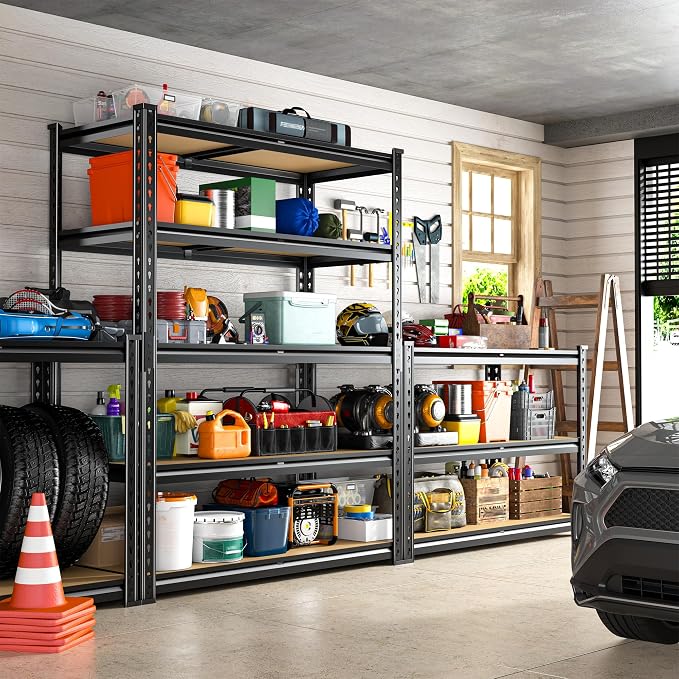 REIBII 2400LBS Storage Shelves 5 Tier Garage Shelving Heavy Duty Adjustable Garage Shelves, Utility Rack Shelf, Shelving Units for Storage Warehouse Pantry Closet, 35.5" W x 11.9" D x 72" H, 3 Pack - Image 9