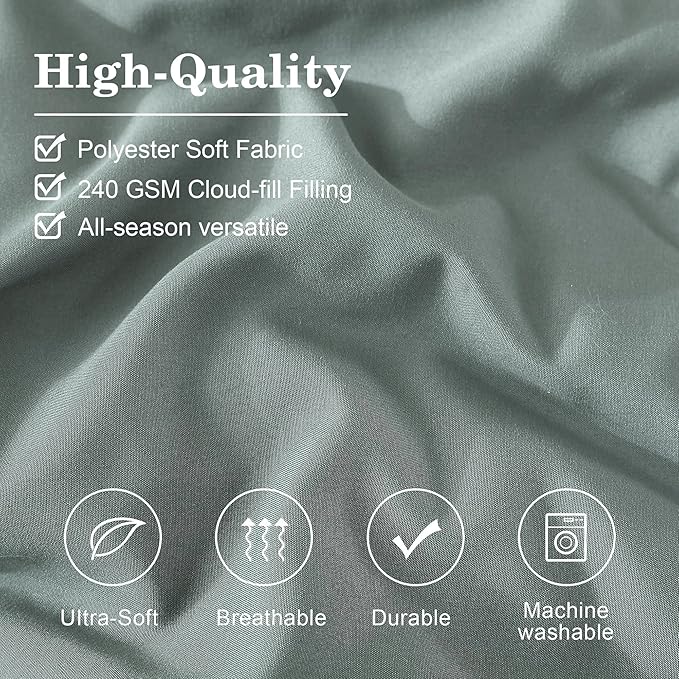 Monbix California King Size Comforter Set - 7 Pieces Bed in a Bag California King, Sage Green Bedding Sets, All Seasons Comforter Bed Set with Sheets, Pillowcases & Shams