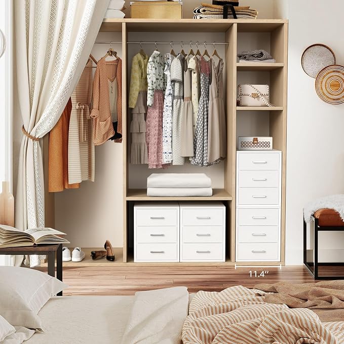 BOLUO Closet Drawers White Fabric 3 Drawer Small Dresser for Closet Organizers and Storage Bedroom Dorm Modern - Image 6