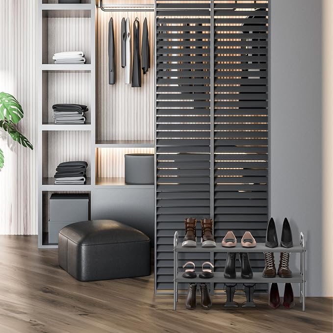 Simple Houseware 2-Tier Shoe Rack Storage Organizer, Grey - Image 9
