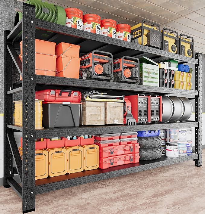 71.3" Wide Heavy Duty Garage Shelving Units,5000LBS Deep Storage Shelves,Black Metal Garage Shelves,Steel Shelf,Large Storage Rack,Industrial Shelving for Shop,Warehouse,Basement,71.3"W x 24"D x 70"H - Image 9