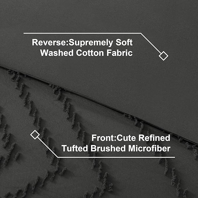 Litanika Super King Plus Size Comforter Set with Sheets Dark Grey - 7 Pieces Bed in a Bag Oversized King Boho Tufted Complete Bedding Sets with Comforter, Sheets, Pillowcases & Shams
