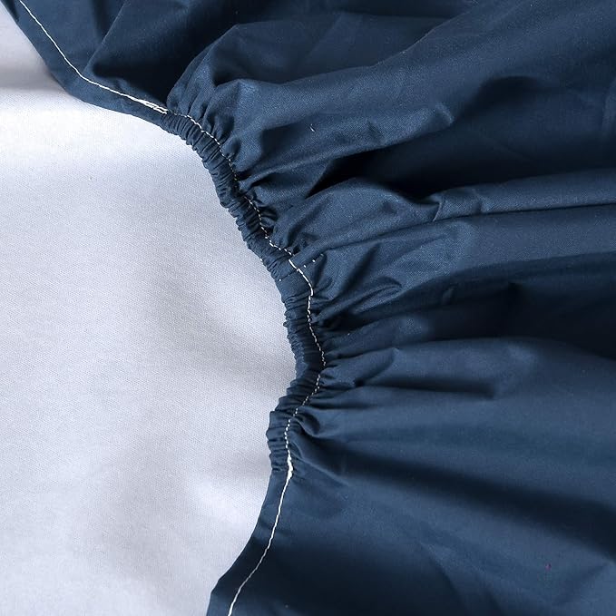 Holawakaka Queen Waterproof Mattress Encasement Protector Blue Fitted Sheet Breathable Bed Mattress Pad Cover, 14" Deep Pocket (Blue, Queen)