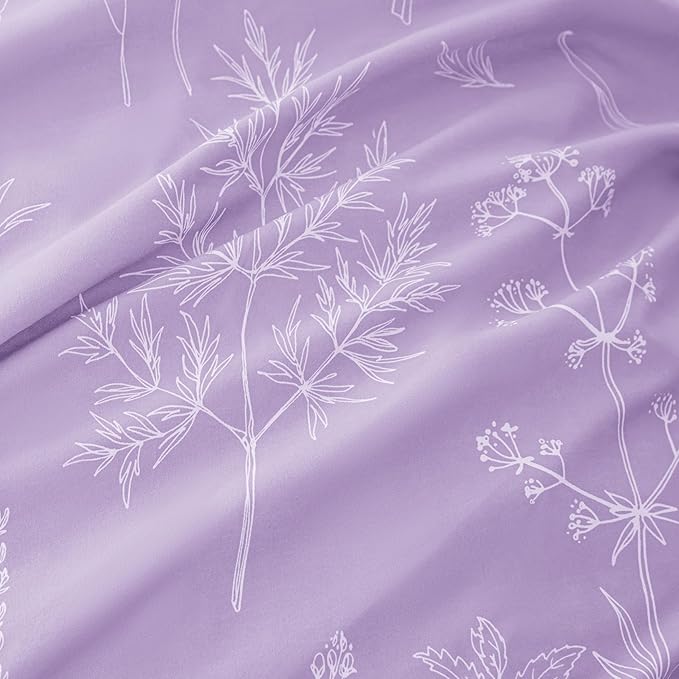 Love's cabin Lavender Full Comforter Set - Full Size Comforter Set, 3 Pieces Cute Floral Bedding Sets for All Seasons,1 Soft Reversible Botanical Flowers Comforter and 2 Pillow Shams