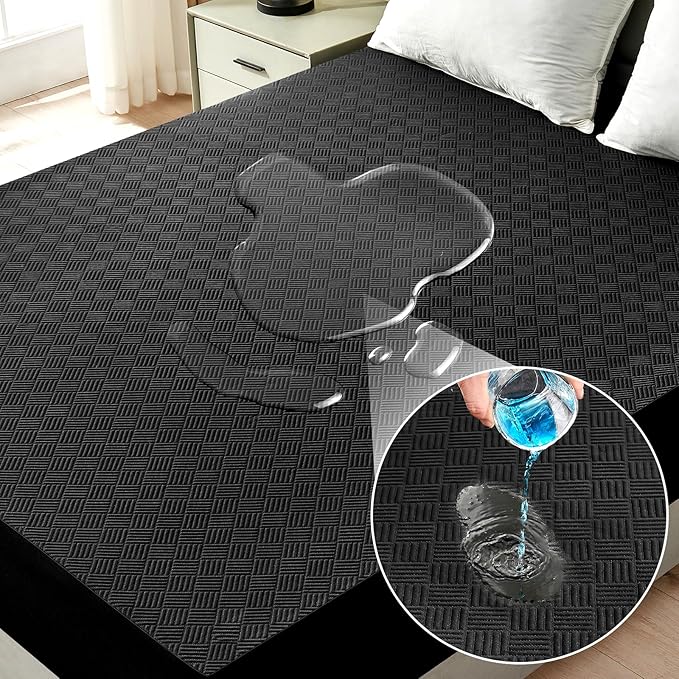 Twin Waterproof Mattress Protector, Premium 3D Air Fabric Mattress Pad Cover Soft Breathable Noiseless, Cooling Mattress Cover with Deep Pocket Up to 18'', Black (39'' X 75'')