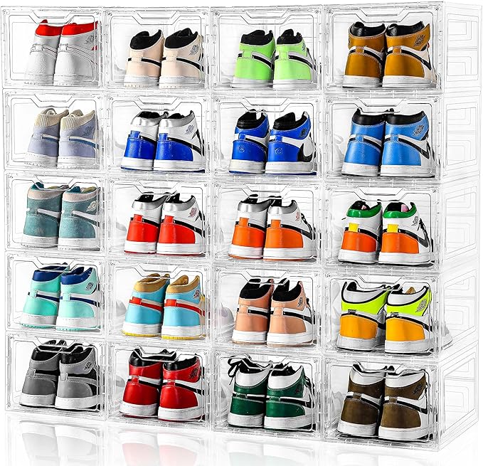 10 Pack Large Shoe Boxes Clear Plastic Stackable,Shoe Storage Organizer with Lids,Shoe Rack for Closet,Shoe Organizer and Shoe Containers for Sneaker Storage, Shoe Display Case Fit up to US Size 13 - Image 6