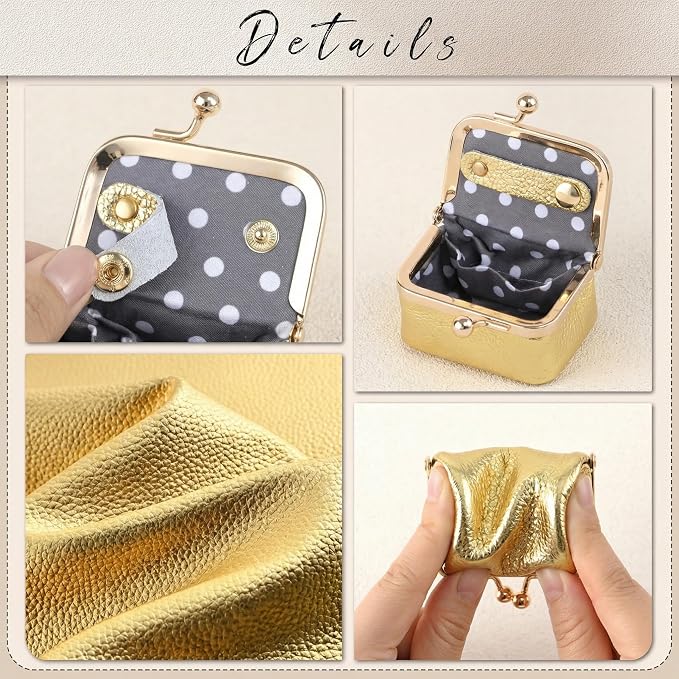 Zivyes Mini Jewelry Box Travel Small Coin Purse Organizer Case Genuine Leather Tiny Size (gold) - Image 4