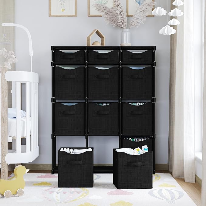Cube Storage Organizer with Storage Bins Included - The Perfect Closet Organizers and Storage Solution. Includes 12 Storage Cubes, Great For Toy Storage, Closet Storage, Clothes Storage (Black) - Image 6