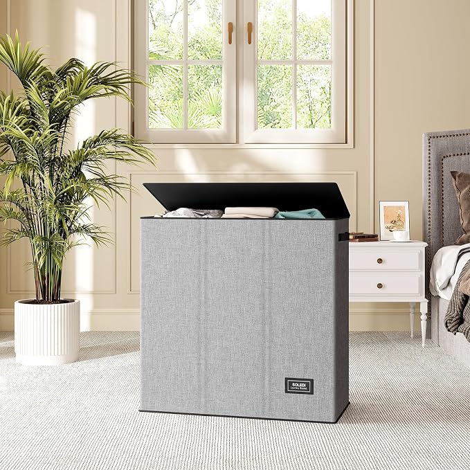 SOLEDI 160L Laundry Hamper 3 Section, Extra Large Laundry Hamper with Lid, Dirty Clothes Hamper with Sturdy Handle, Large Laundry Basket Organizer for Laundry Room, Bedroom, Hampers for Laundry - Image 8
