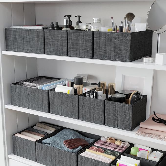 Drawer Organizer Set of 12 Dark Grey - Nursery, Bedroom, Closet Organizer & Storage - Image 6