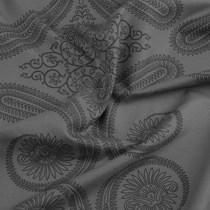 Utopia Bedding Queen Sheet Set, Soft Microfiber 4 Piece Bed Sheets with 15" Deep Pocket - Easy Care Brushed Microfiber (Paisley - Grey)