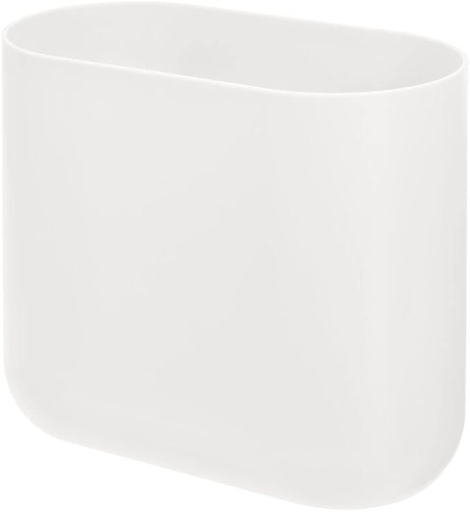 iDesign Small Slim Plastic Bathroom Trash Can, Garbage Can for Bedroom, Office, Desk, Dorm, Coconut White by iDesign