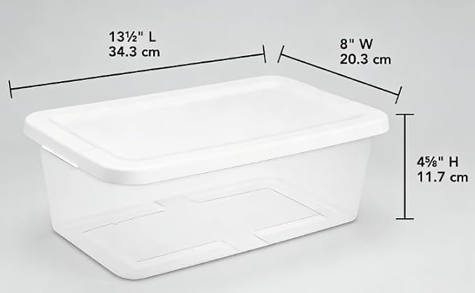 10-Pack of 6 Quart Clear Storage Boxes, Modern style, durable and sturdy, White Plastic with Snap-On Lids, Suitable for bedroom storage - Image 2