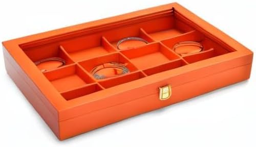 Oirlv Premium Leather Jewelry Organizer Tray with Acrylic Lid Bracelet Bangle Necklace Display Case Drawer Insert 12 Gird Jewelry Case - Image 10