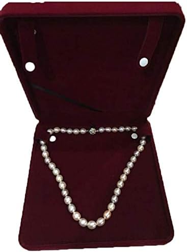 Jewelry Set Velvet Box Necklace Earring Ring Necklace Bracelet Gift Display Case Wedding Jewelry Storage Holder (Wine Red for Long Pearl Chain) - Image 2