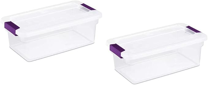 Sterilite 6 Quart ClearView LatchTM with Sweet Plum Handles, Pack Of 2 Containers by Sterilite