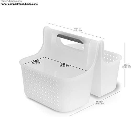 madesmart Large Portable Shower Caddy, Hold Soap, Shampoo, Hair Supplies and Beauty Products, Cleaning Supplies Organizer for Home, Dorm, Plastic Shower Tote, Soft Handle, Frost - Image 4