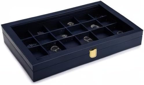 Oirlv Premium Blue Leather 24 Grid Jewelry Tray with Transparent Lid Earrings Rings Organizer Box Stackable Jewelry Box Drawer Inserts Women Gift - Image 10