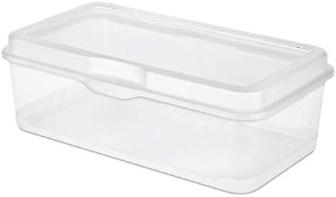 Sterilite Large FlipTop, Stackable Small Storage Bin with Hinging Lid, Plastic Container to Organize Desk at Home, Classroom, Office, Clear, 1-Pack by Sterilite
